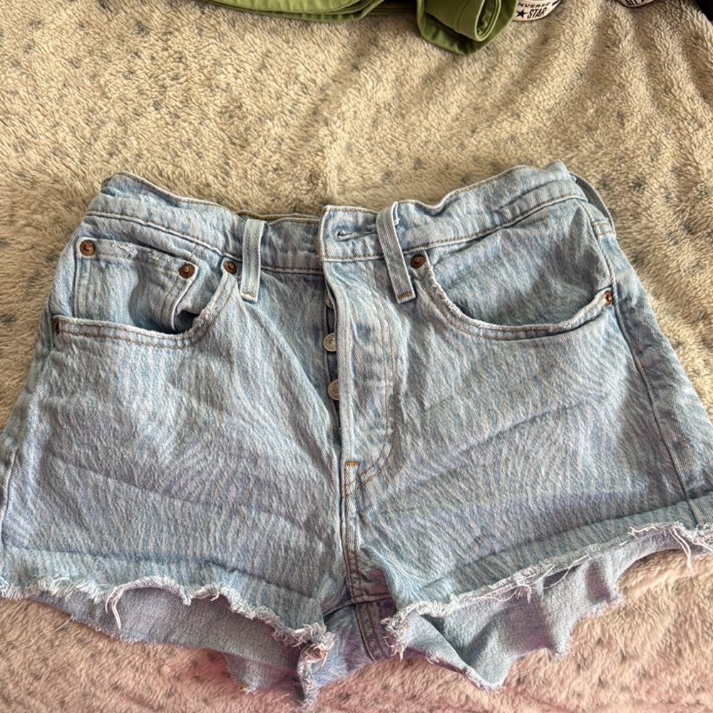 Levi's Blue Jean Shorts Distressed High-Waisted